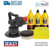 SEALEY DAS149 Dual Action Electric Polisher 150mm 6" + 6pc Machine Buffer Kit