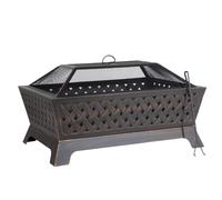 Sealey Dellonda 35" Rectangular Outdoor Fire Pit, Antique Bronze Effect DG44