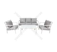 Dellonda Kyoto 4 Piece Aluminium Outdoor Garden Chair Table Set, White