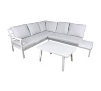 Sealey Dellonda Kyoto White 3 Piece Outdoor Garden Corner Sofa CoffeeTable DG53