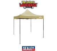 Premium 2x2m Pop-Up Gazebo, Heavy Duty, PVC Coated, Water Resistant with Carry Bag, Stakes & Weight Bags - Beige - DG126