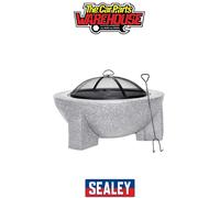 MgO Fire Pit, Round with BBQ Grill, Ø75cm - Light Grey