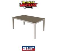 Garden Dining Table, Tempered Glass Top & Parasol Hole, Fusion - Light Grey
