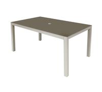 Dellonda Fusion Aluminium Garden Dining Table w/ Tempered Glass & Parasol Hole, Light Grey - DG51, Grey