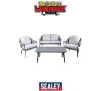 Dellonda Echo 4 Piece Aluminium Outdoor Garden Sofa Arm Chair & Table Set, Grey