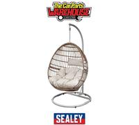 Egg Hanging Swing Chair, Wicker Rattan Basket, Steel Frame, Single - DG60
