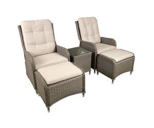 Sealey Dg68 Dellonda Chester Rattan Wicker Outdoor Recliner Loungers & Table Set 5Pc