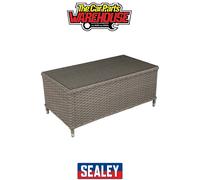 Garden Coffee Table with Glass Top, 108 x 58cm Chester Rattan - Brown