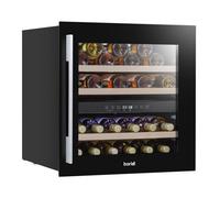 Dellonda Baridi 60cm Built-In 36 Bottle Dual Zone Wine Cooler with Beech Wood Shelves - Black - DH117