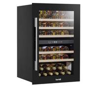 Dellonda Baridi 60cm Built-In 57 Bottle Dual Zone Wine Cooler with Beech Wood Shelves - Black - DH118