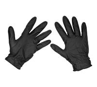 Sealey Diamond Grip Extra Thick Nitrile Powder Free Gloves Black L Pack of 50
