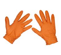 Sealey Diamond Grip Extra Thick Nitrile Powder Free Gloves Orange XL Pack of 50