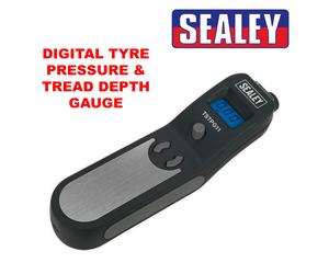 Sealey Digital Tyre Air Pressure & Tread Depth Gauge Tester Car Van Motorcycle