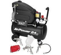 Sealey Direct Drive Air Compressor with 4pc Air Accessory Kit, 24L, 2hp, 5.8cfm, 116psi, 1.5kW - SAC2420APK
