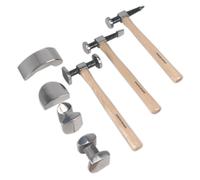 Sealey CB507 Drop-Forged Panel Beating Set with Hickory Shafts 7pc
