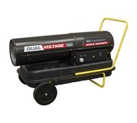 Sealey Dual Voltage Space Kerosene/Diesel Heater w/ Wheels 185,000Btu/hr(55kW)