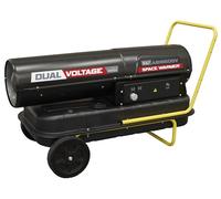 Sealey Dual Voltage Space Warmer Kerosene/Diesel Heater 185,000Btu/hr Space Warmer with Wheels - AB1850DV