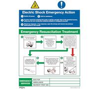Sealey Electric Shock Emergency Action - Safe Conditions Safety Sign - Rigid Plastic - SS33P1