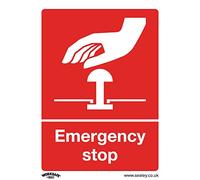 Sealey Emergency Stop - Safe Conditions Safety Sign - Rigid Plastic - Pack of 10 - SS35P10