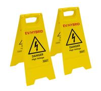 Sealey Hybrid/EV Floor Warning Signs - Pack of 2, 620 x 300mm, PP Material - EV19