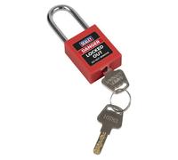 Sealey EV11 Safety Lockout Padlock, Heavy-Duty Ø6mm Diameter, Red