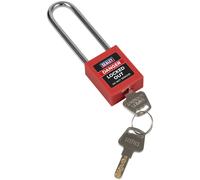 Sealey EV12 Safety Lockout Padlock, Long Shackle, Heavy-Duty, Red