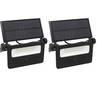 Sealey Extra-Slim Solar Floodlight with Wall Bracket 16W SMD LED - LED16S, Black (Pack of 2)