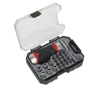 Sealey Fine Tooth Ratchet Screwdriver Socket & Bit Set 24Pc Stubby Ak64906