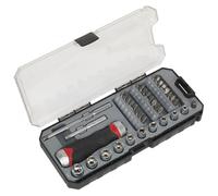 Sealey Fine Tooth Ratchet Screwdriver Socket & Bit Set 38Pc Ak64905