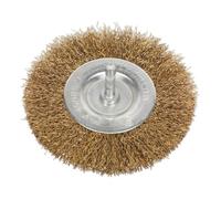 Sealey Flat Wire Brush 100mm With 6mm Shaft Crimped Brassed Steel Sfb100