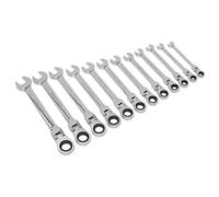 Sealey Flexi Head Ratchet Metric Combi Spanner Set 12 Pieces Silver S0635