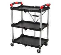 SEALEY Folding Workshop Garage Tool Storage Trolley Cart 3 Tier/Shelf CX314