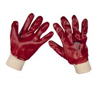 Sealey General Purpose PVC Knit Wrist Waterproof Gloves Red XL Pack of 12
