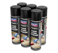 Sealey Gloss Lacquer 500ml Clear Pack of 6 Acrylic Based Fast Drying SCS065