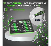 SEALEY GREEN 12pc STUBBY Spanner Wrench Set Tool Tray 8-19mm FD25 (FREE GIFT)