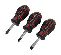 Sealey Gripmax Stubby Screwdriver Set Tpv Rubber Soft Grip Handles 3 Pcs Ak4328