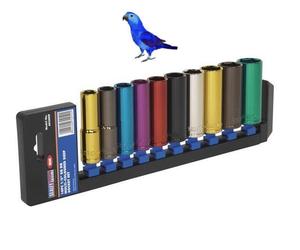 Sealey H/Duty Multi-Coloured Socket Set 10pc 1/2" DEEP WallDrive Metric AK288D