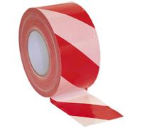 Sealey BTRW Hazard Warning Barrier Tape 80Mm X 100M Red/White Non-Adhesive