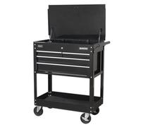Sealey HD Mobile Tool/Parts Trolley 4 Drawer + Lockable Top - Black AP850MB