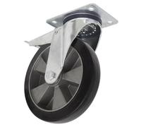 Ø200mm Heavy-Duty Rubber Castor Wheel Swivel with Total Lock - Trade