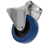 Sealey Heavy Duty Blue Elastic Rubber Fixed Castor Wheel 100mm - Trade