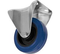 Sealey Heavy Duty Blue Elastic Rubber Fixed Castor Wheel 100mm - Trade
