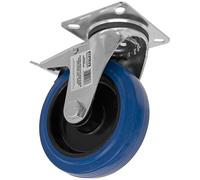 Sealey SCW3125SPLEM Heavy-Duty Blue Elastic Rubber Swivel Castor Wheel With Total Lock Ø125Mm - Trade