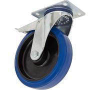 Sealey Heavy Duty Blue Elastic Rubber Swivel Castor Wheel with Total Lock 100mm