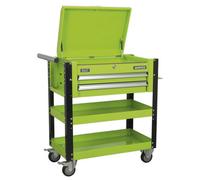 Sealey Heavy-Duty Mobile Tool & Parts Trolley 2 Drawers & Lockable Top - Hi-Vis Green Ap760Mhv