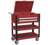 Sealey Heavy-Duty Mobile Tool & Parts Trolley 2 Drawers & Lockable Top - Red AP7