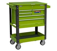 Sealey Heavy Duty Mobile Tool Parts Trolley 5-Drawer Lockable Top Green AP890MHV