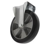 Sealey SCW5200FPEM Heavy-Duty Rubber Castor Wheel Fixed Plate Ø200Mm - Trade