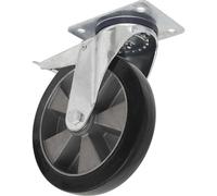 Ø200mm Heavy-Duty Rubber Castor Wheel Swivel with Total Lock - Trade