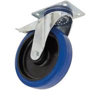 Sealey SCW3100SPLEM Heavy-Duty Blue Elastic Rubber Swivel Castor Wheel With Total Lock Ø100Mm - Trade